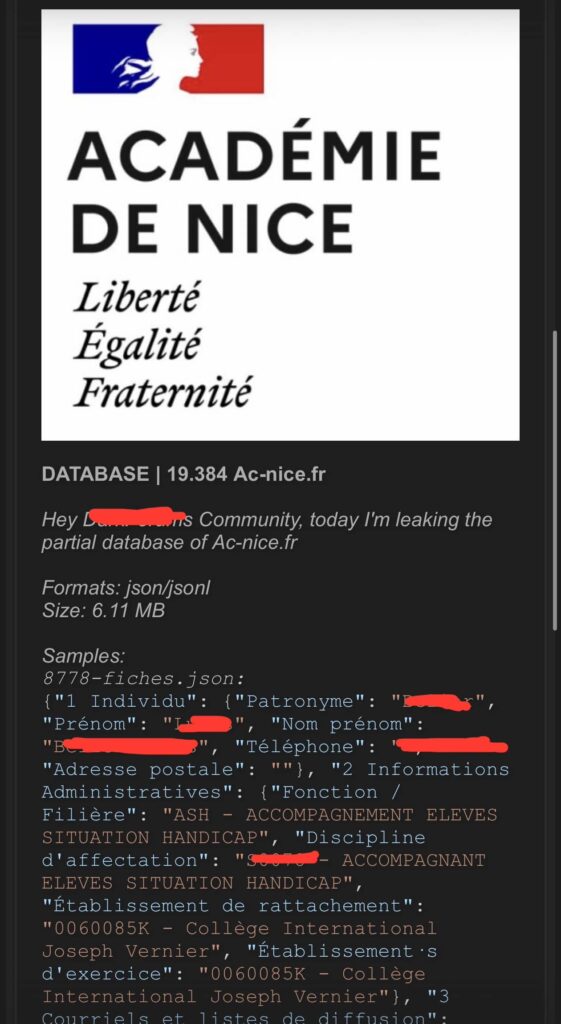 Cyberattaque Académie Nice