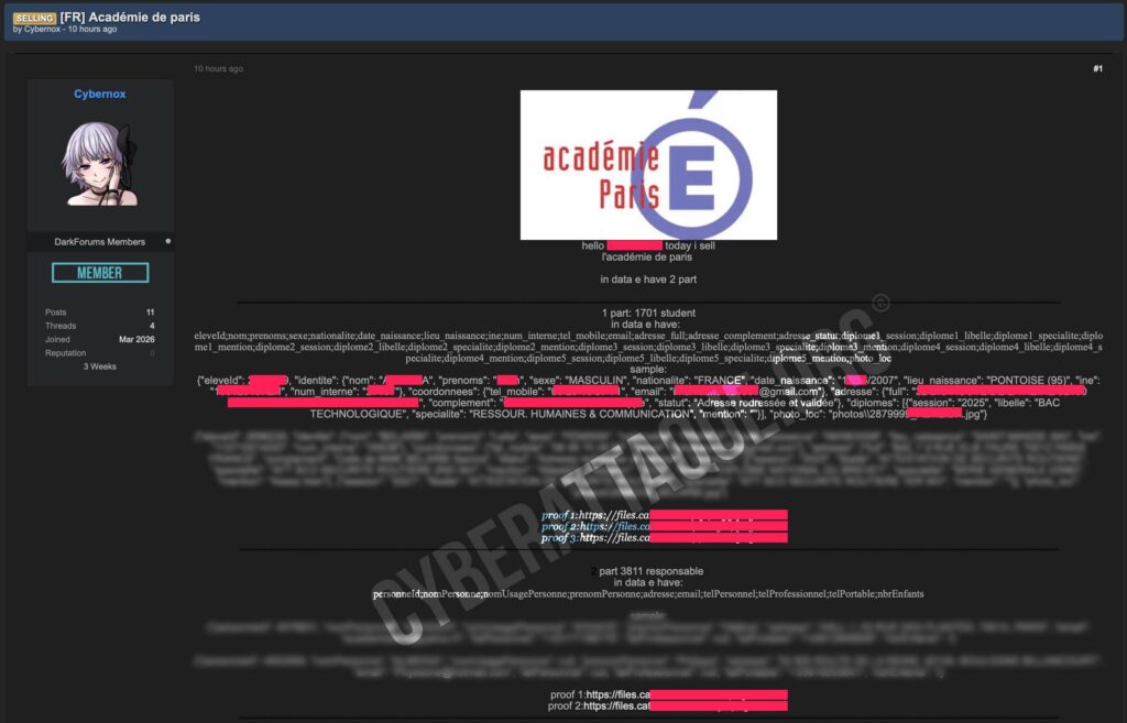 Cyberattaque académie de Paris