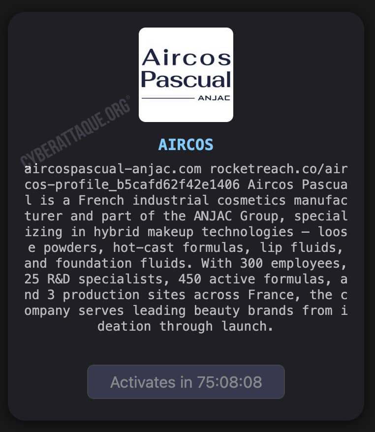 Cyberattaque Aircos Pascual (Anjac)