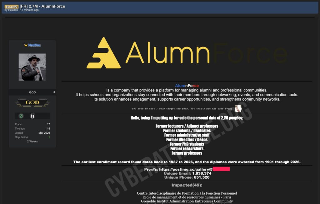 AlumnForce cyberattaque