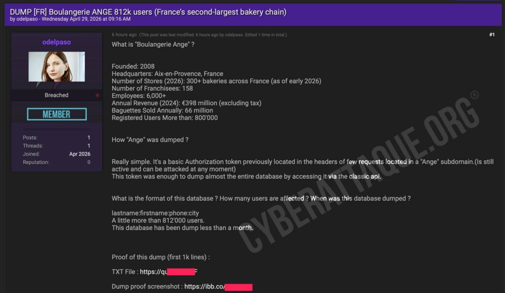 Ange boulangerie Cyberattaque