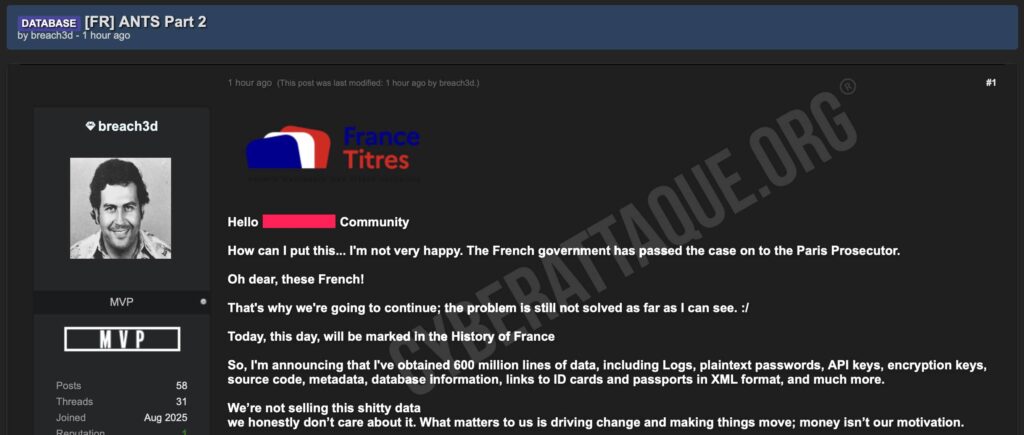 Cyberattaque france titre