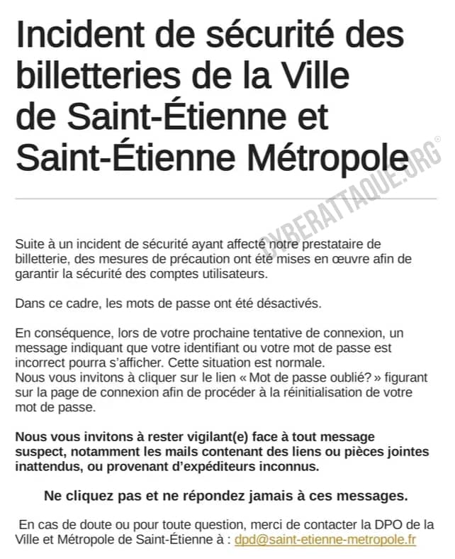 cyberattaque billetterie Saint-Etienne