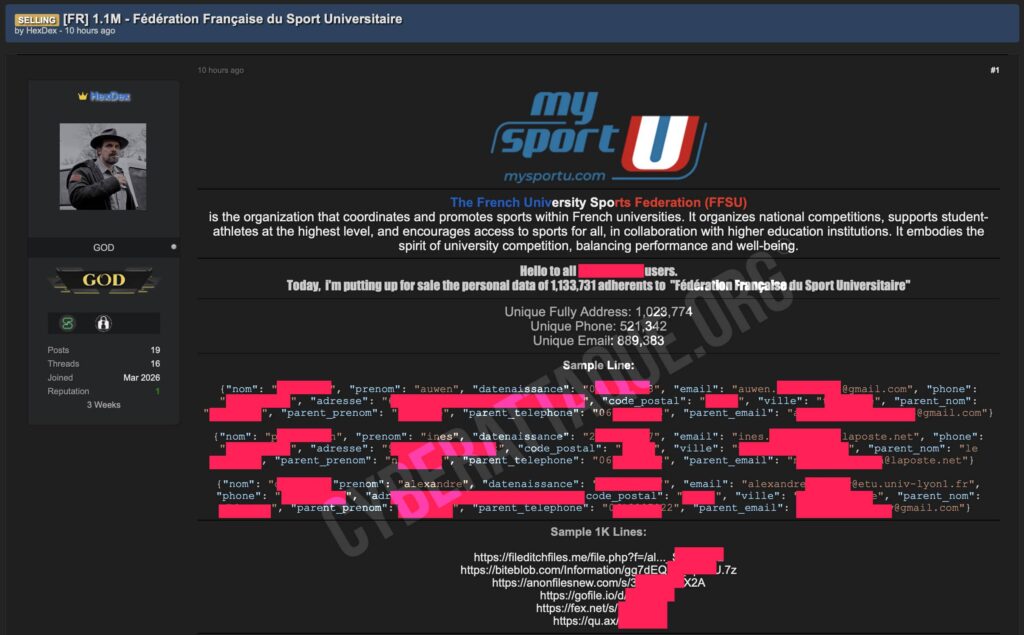 Fédération Française de Sport Universitaire Cyberattaque