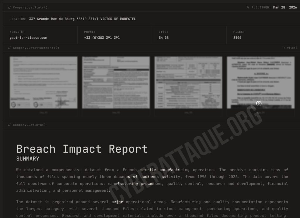 Gauthier tissus cyberattaque