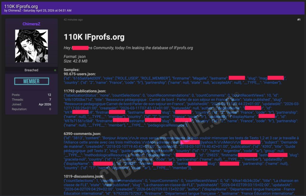 IFprofs.org cyberattaque