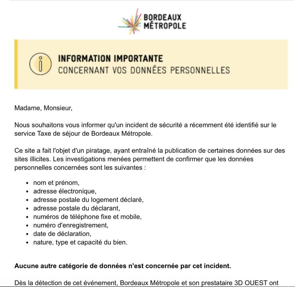 cyberattaque taxe séjours 