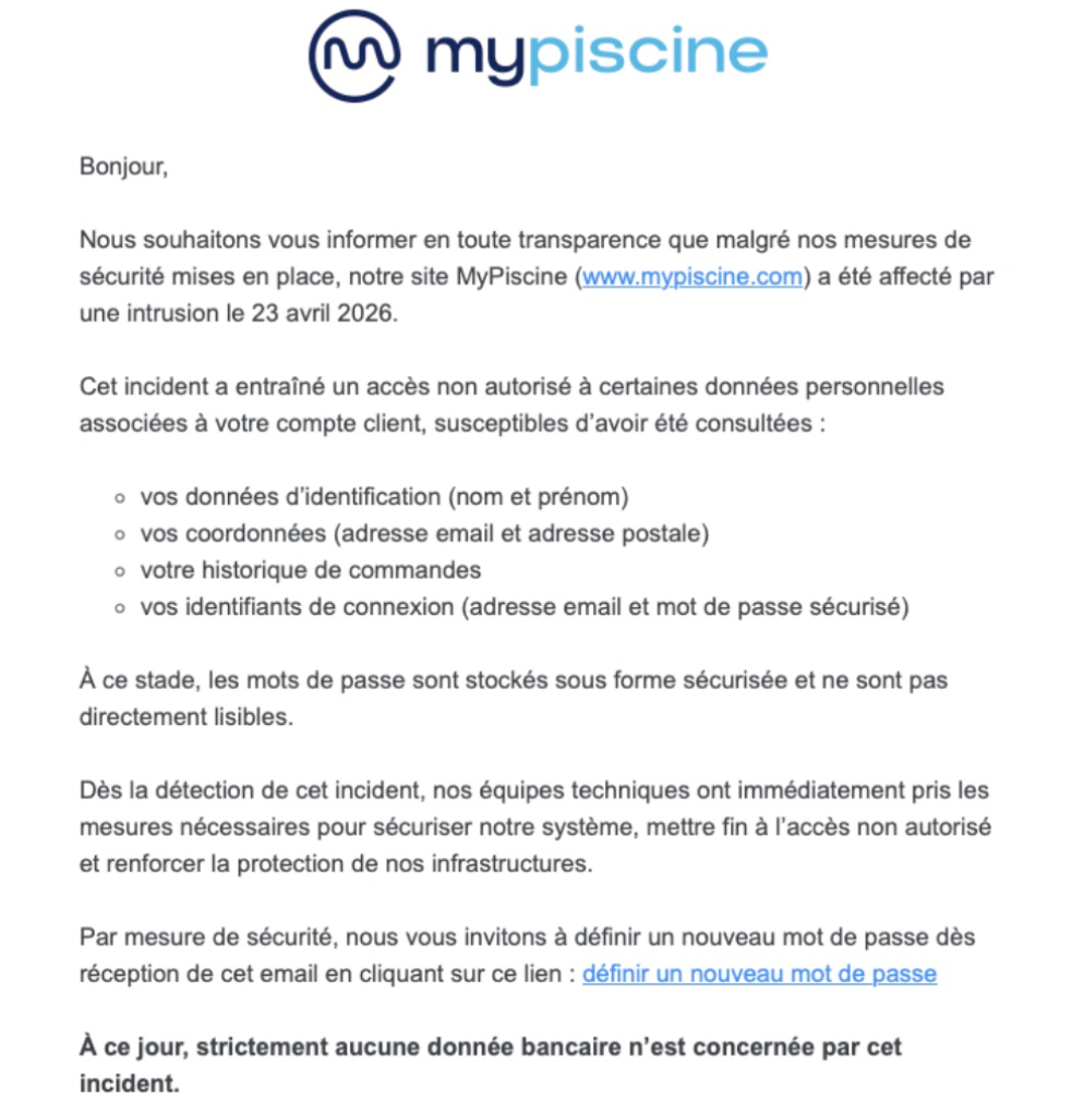 MyPiscine cyberattaque