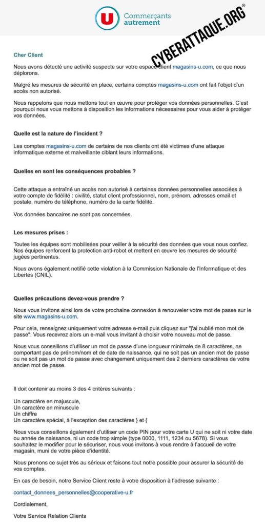 Super U cyberattaque