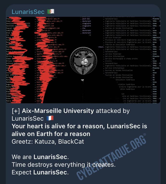 Université Aix-Marseille cyberattaque