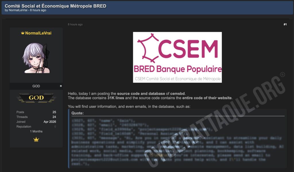 CESM Banque populaire cyberattaque
