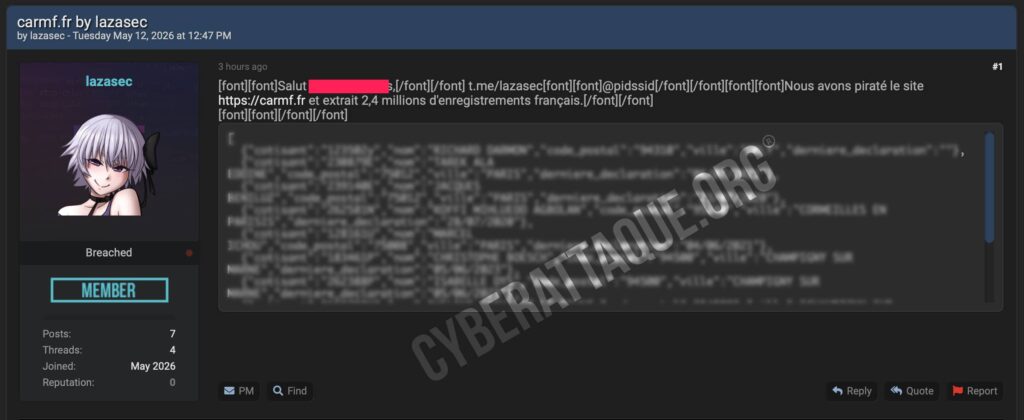 CARMF cyberattaque