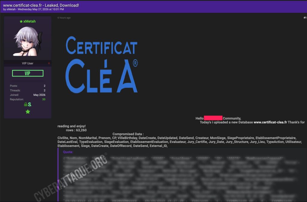 Clea cyberattaque
