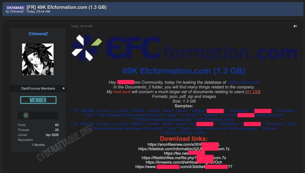 EFC Formation fuite de données