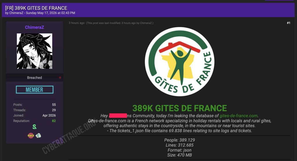 Gites de france cyberattaque
