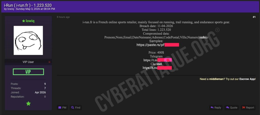 i-run cyberattaque
