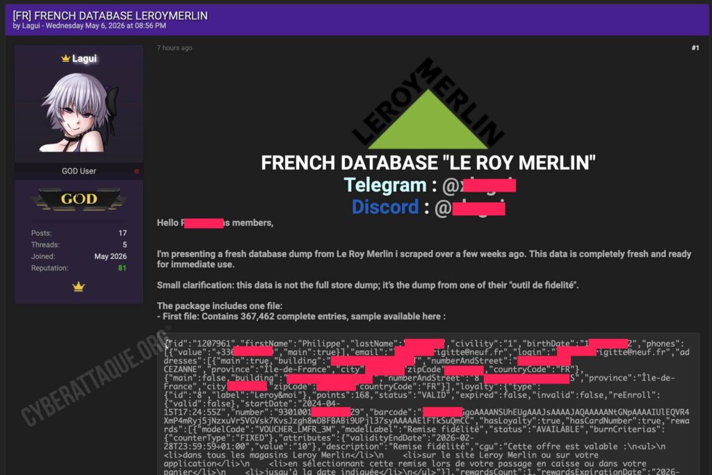 Leroy Merlin cyberattaque
