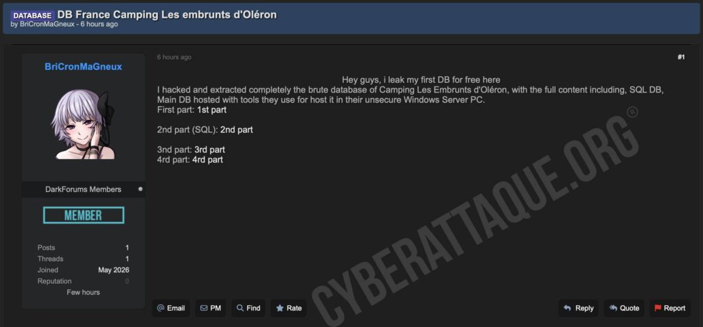 Les Embruns d’Oléron cyberattaque