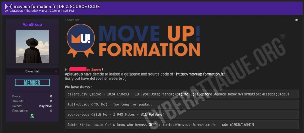 Move up cyberattaque