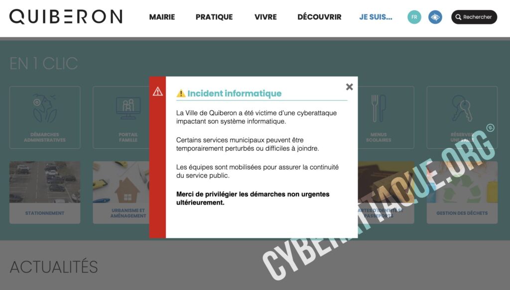 Quiberon cyberattaque