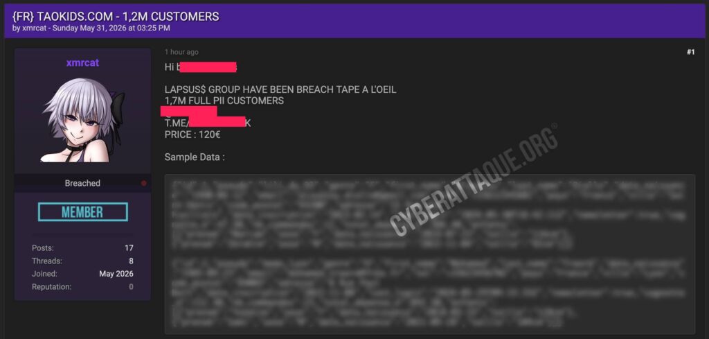 Tape à l’Œil cyberattaque