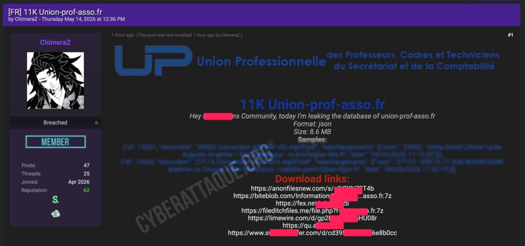 Union-prof.asso.fr cyberattaque