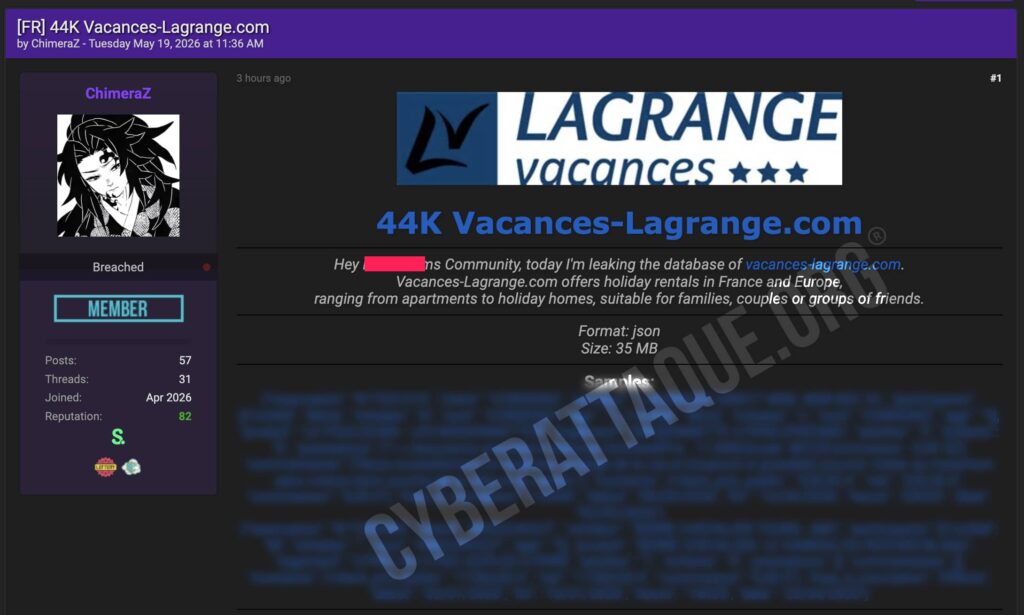 Vacances Lagrange cyberattaque