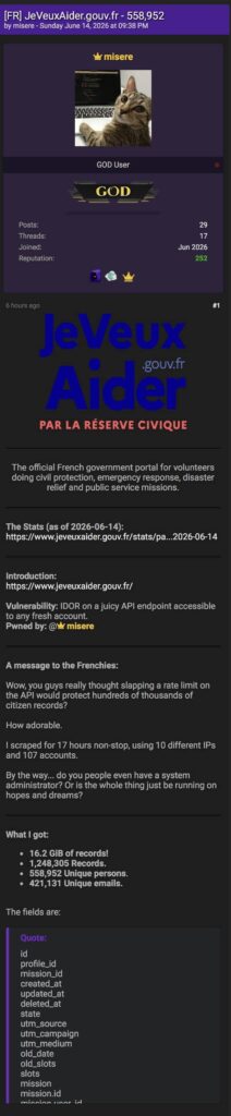 Je veux aider cyberattaque