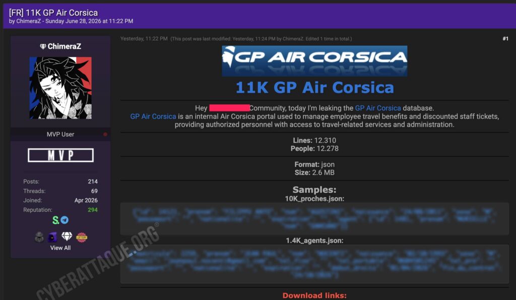 Air Corsica cyberattaque