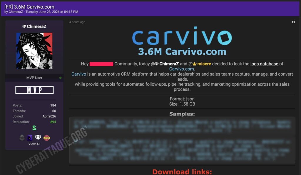 carvivo cyberattaque