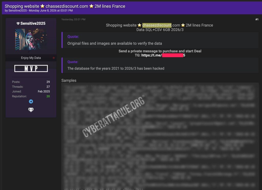 ChassezDiscount.com cyberattaque