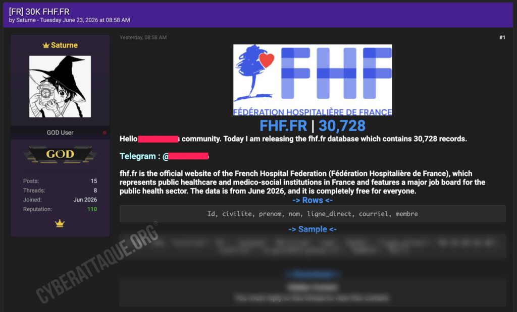 Fédération Hospitalière de France cyberattaque