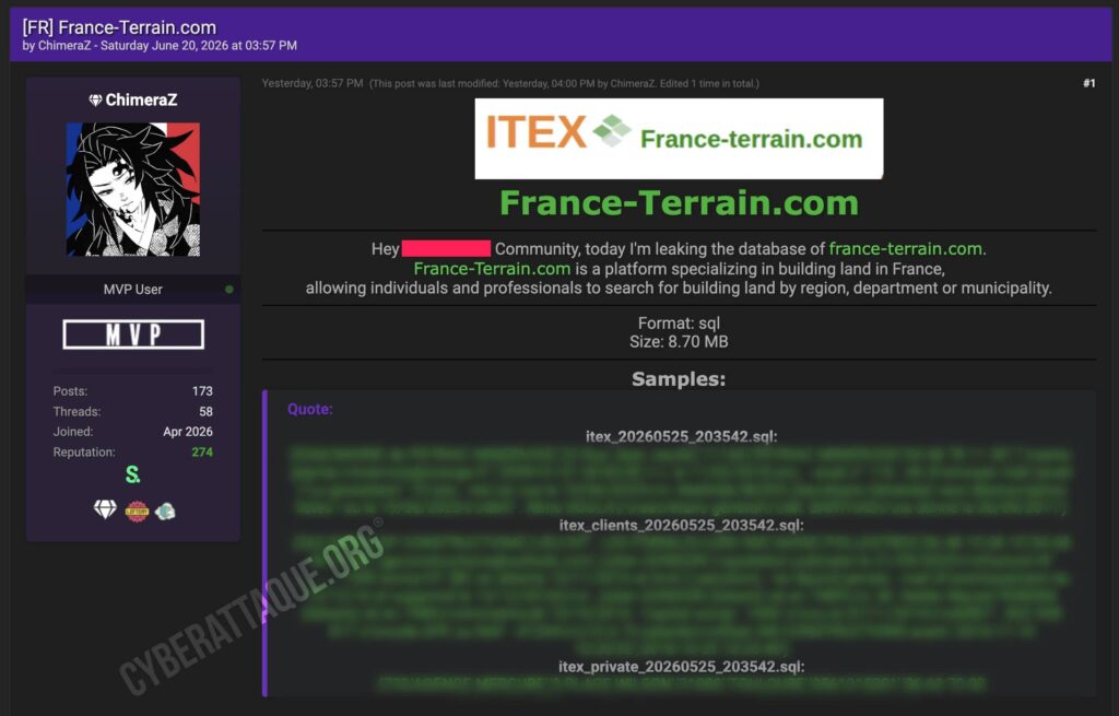 France-Terrain.com cyberattaque
