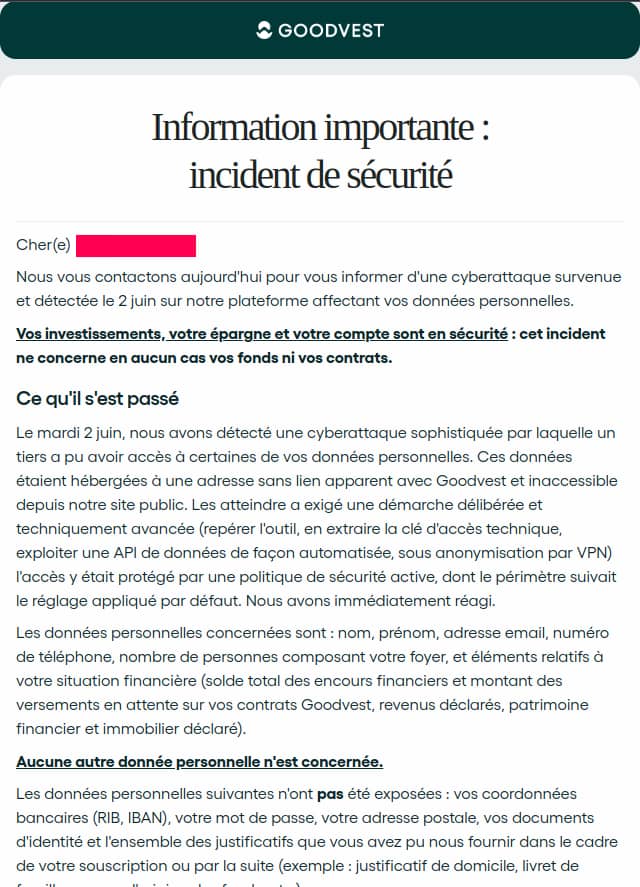 Goodvest cyberattaque