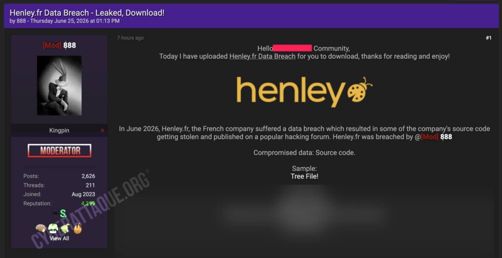 Henley cyberattaque