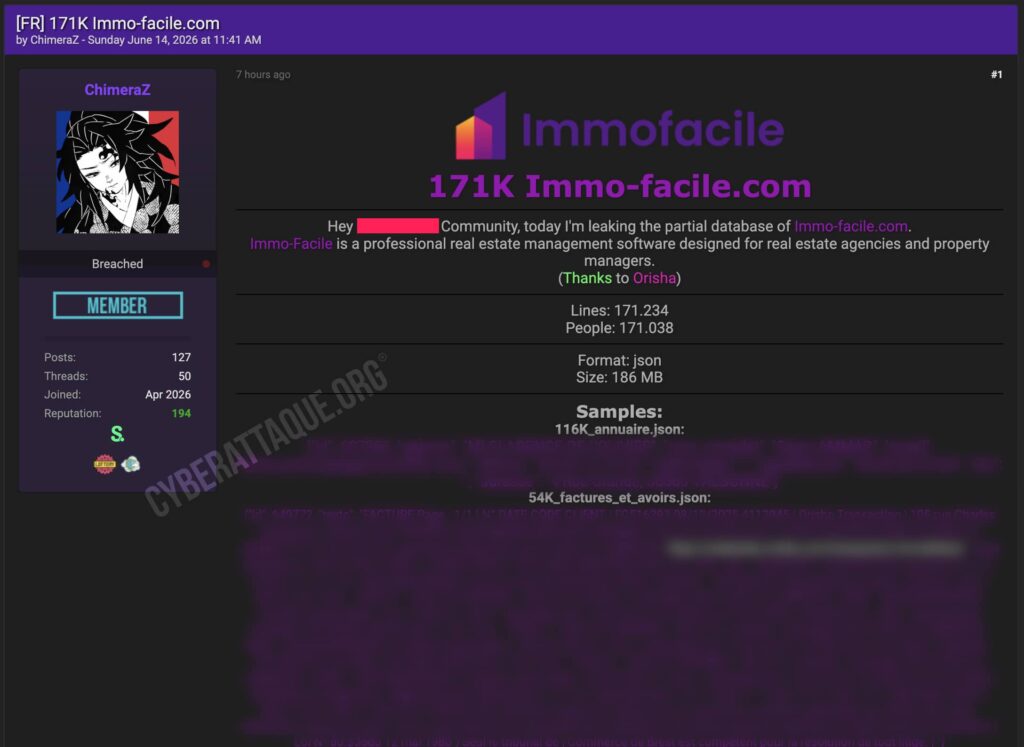 Immofacile cyberattaque