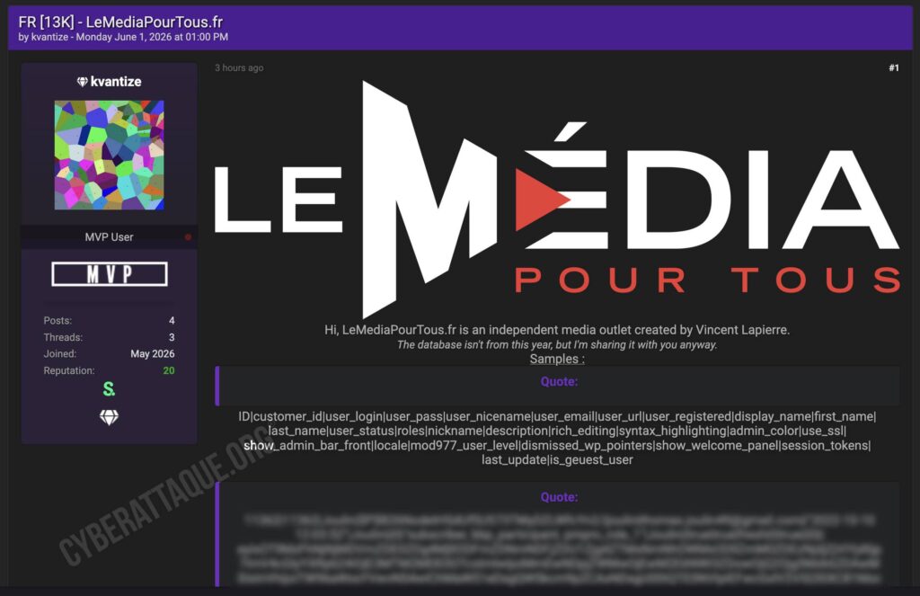 Le Média Pour Tous cyberattaque