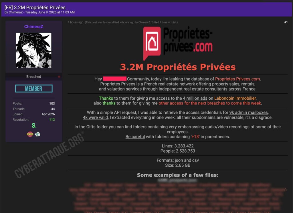 Propriétés Privées cyberattaque