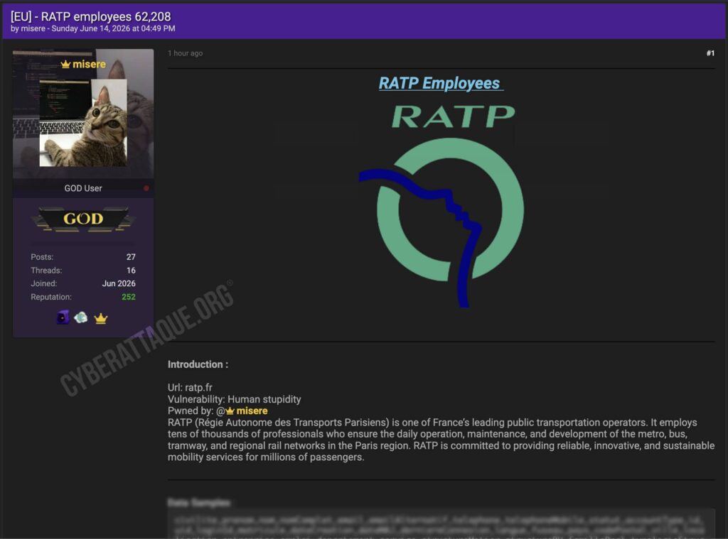RATP cyberattaque