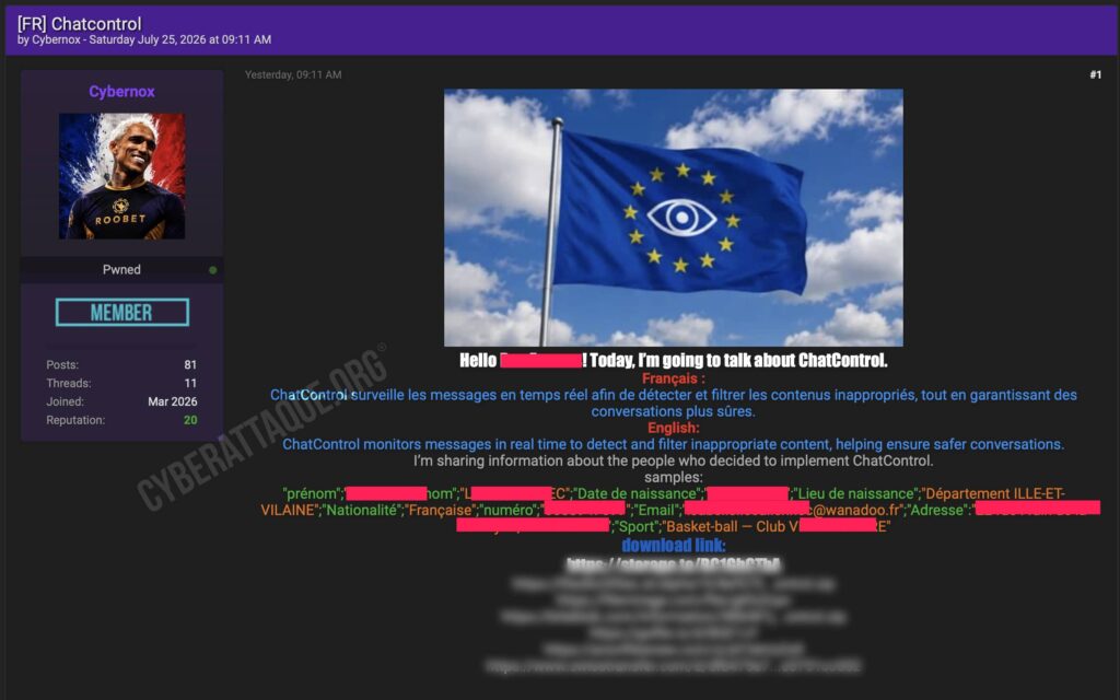 chatControl cyberattaque
