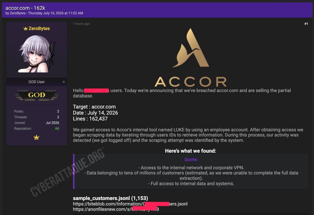 Accor cyberattaque
