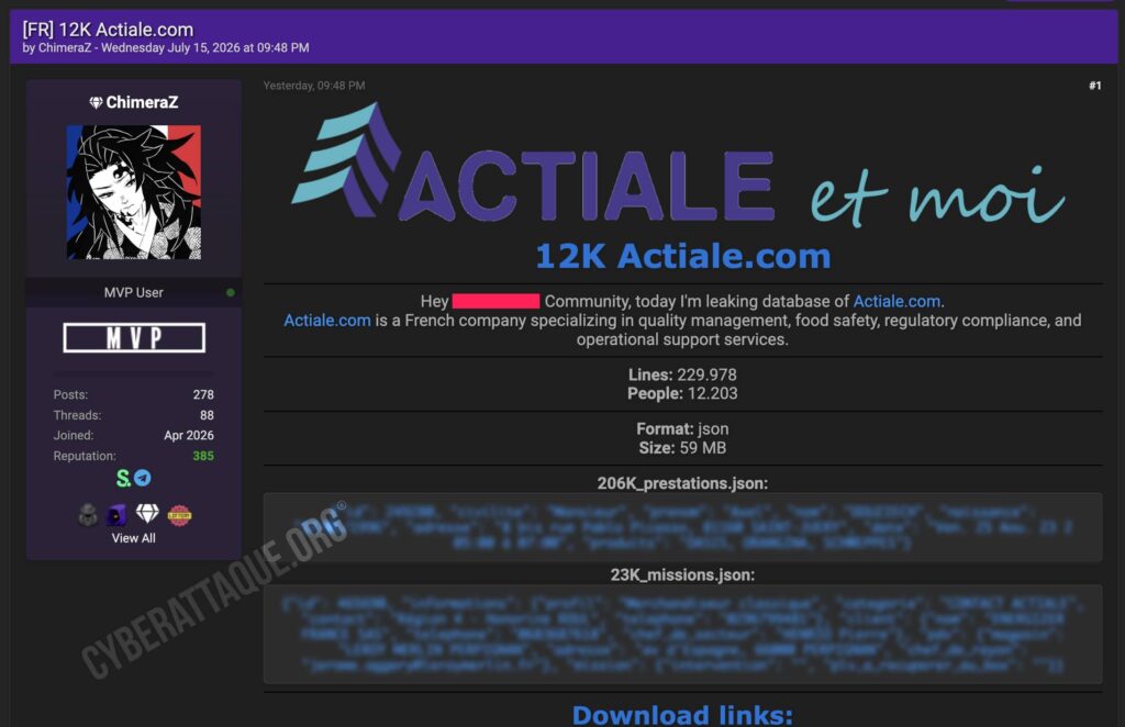 Actiale cyberattaque