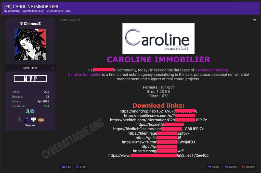 Caroline cyberattaque