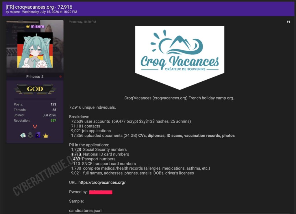 Croq’Vacances cyberattaque