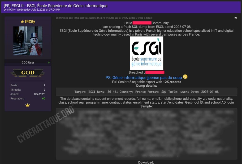 ESGI cyberattaque
