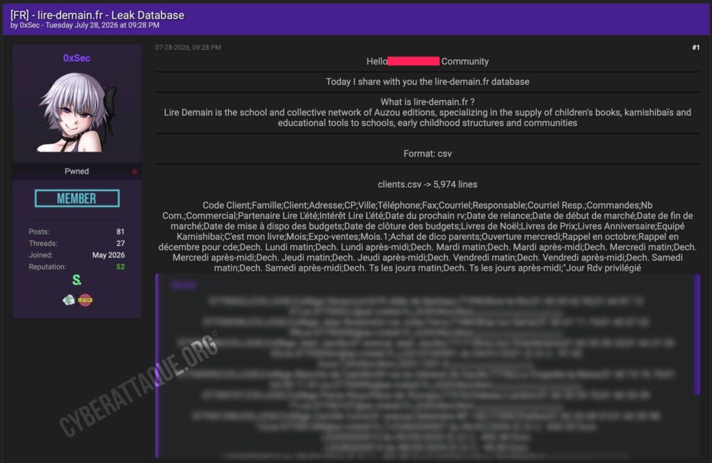 Lire demain cyberattaque