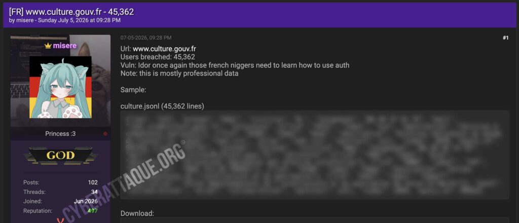 Ministère de la Culture cyberattaque