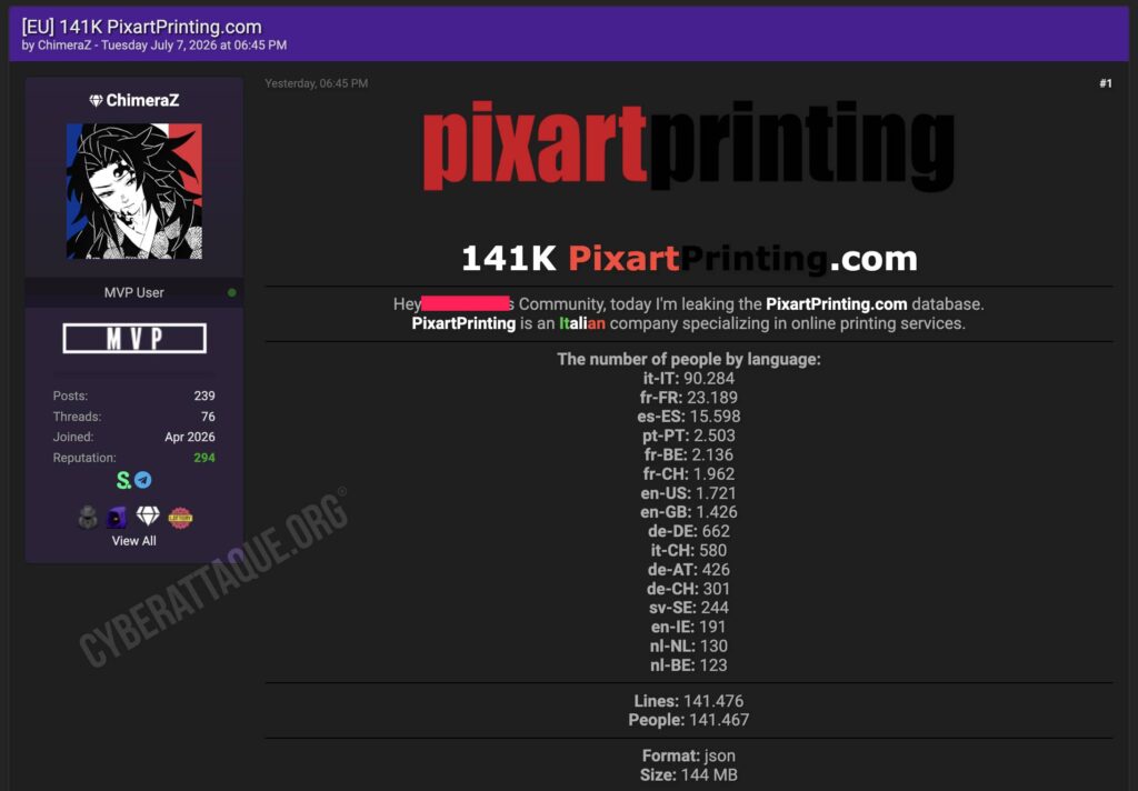 PixartPrinting cyberattaque