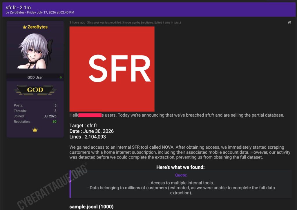 SFR cyberattaque