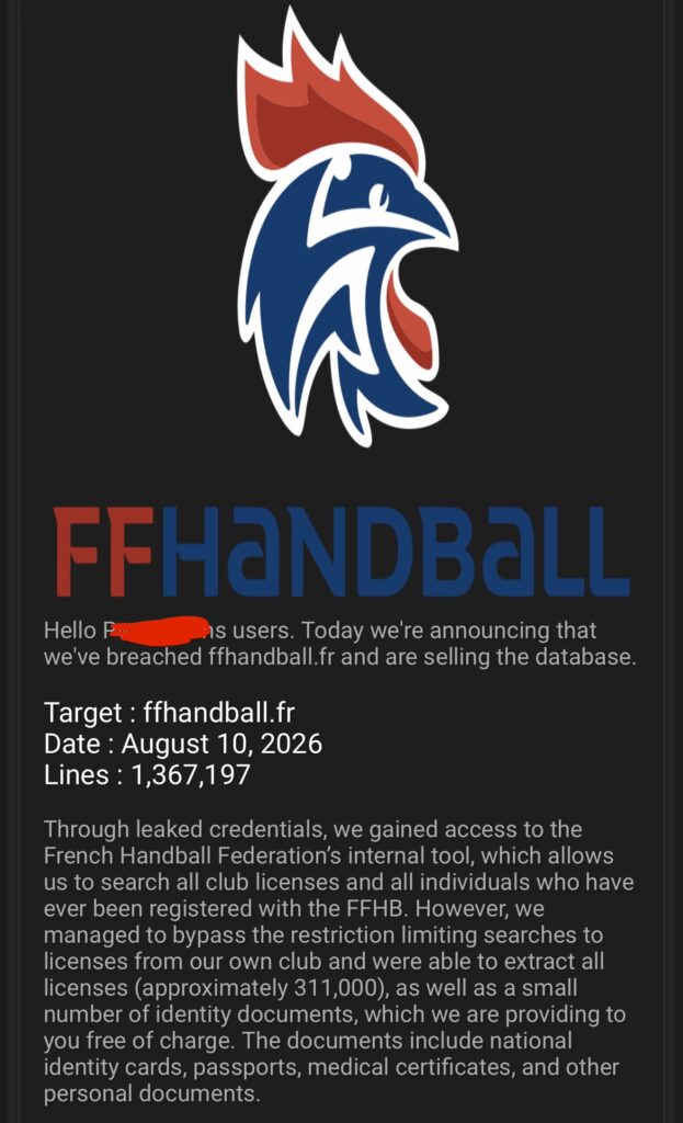 FFHandball cyberattaque